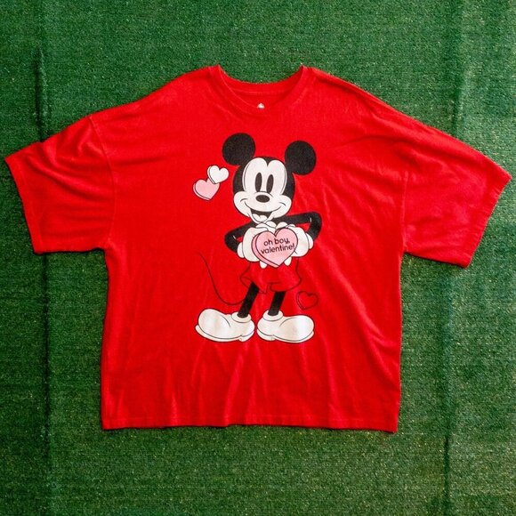 DISNEY PARKS MICKEY MOUSE VALENTINES DAY OH BOY MENS SHIRT RED SIZE XXL - Picture 4 of 5